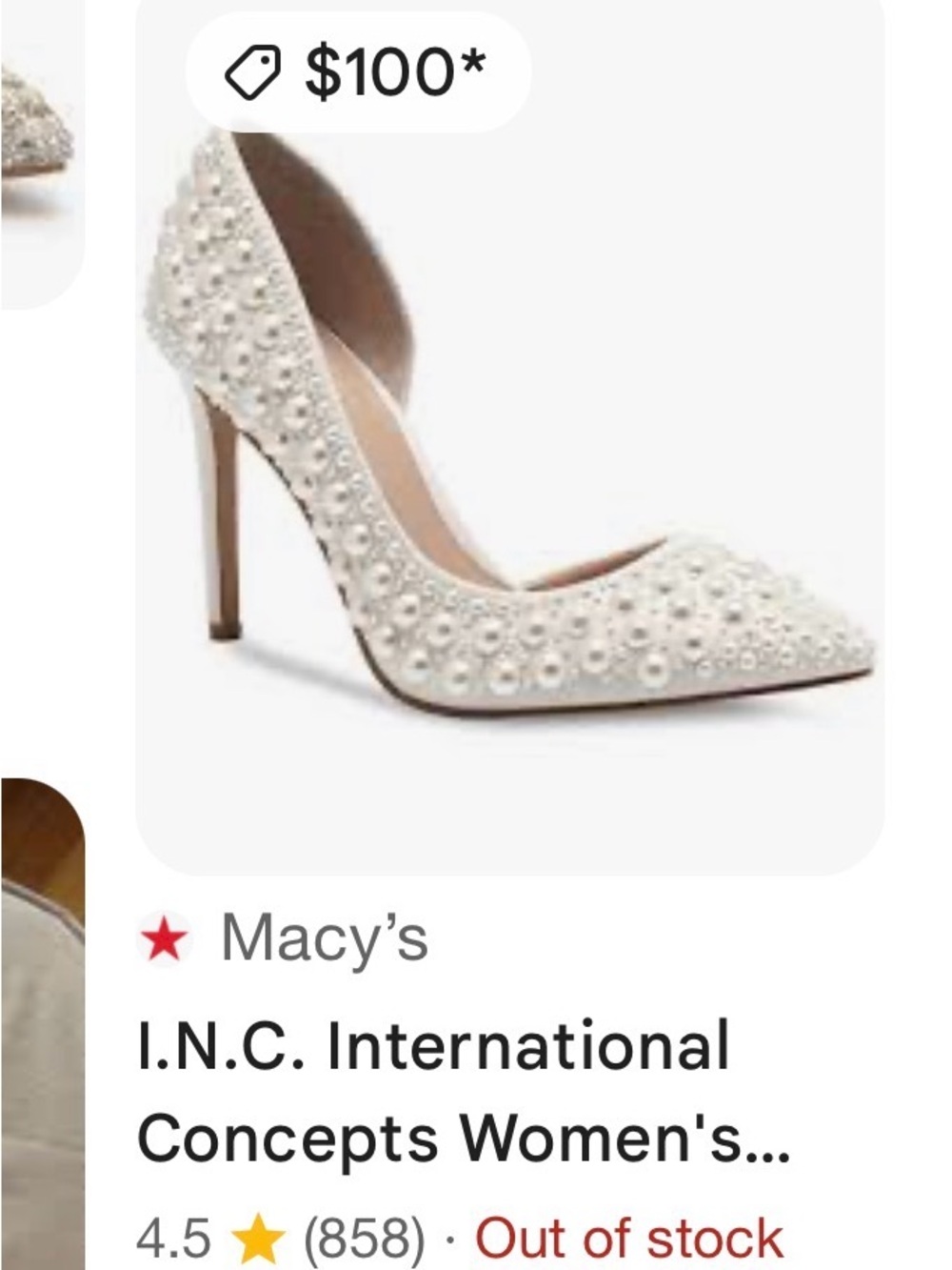INC International Concepts Ivory Pearl-Embellished Pointed-Toe Pump